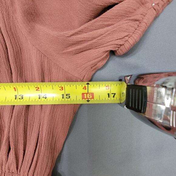 Blush Maxi Dress S Puff Sleeve Ruffle Hem Cottagecore Boho Style - Picture 7 of 9